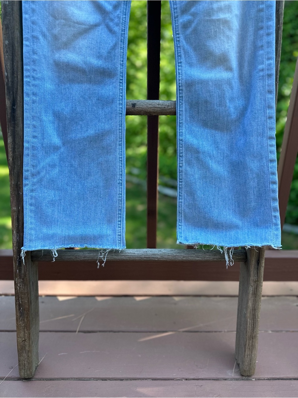MOTHER Light Blue Button Fly Jeans - the Tripper Ankle Fray, Island Time - Picture 4 of 11